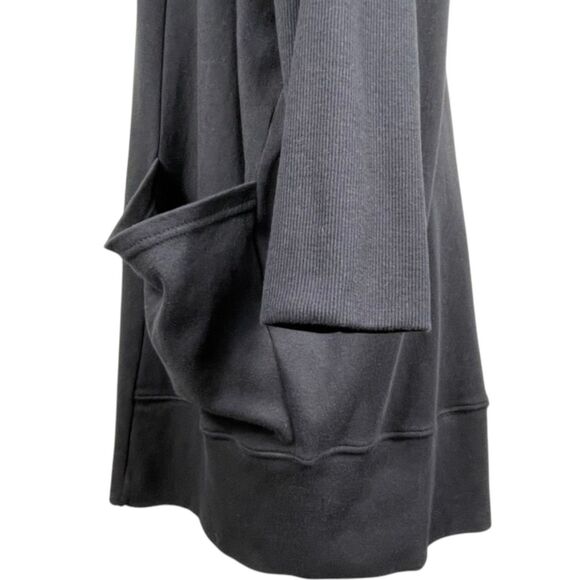 PACT Airplane Cardigan Sweater Size M/L Black Organic Cotton Long Open Front EUC - Picture 12 of 16